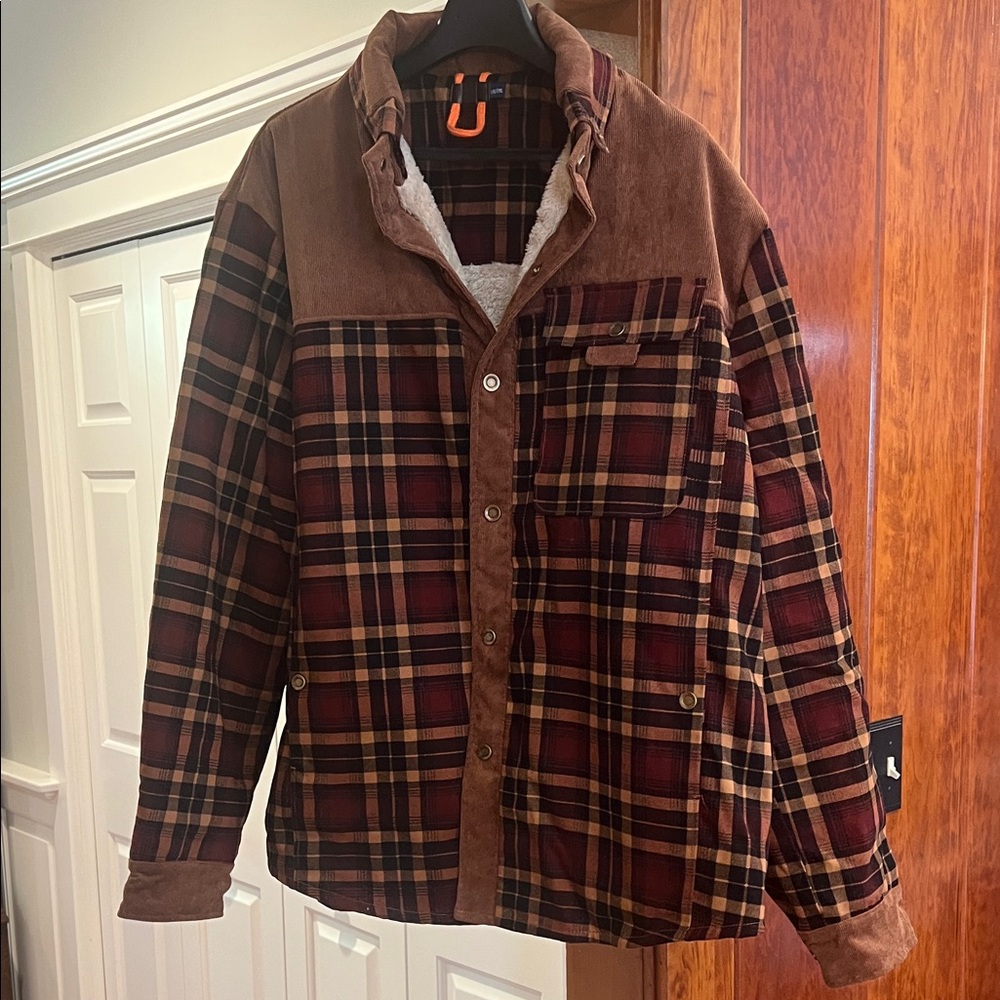 NWOT: Men's Brown Plaid Field Jacket